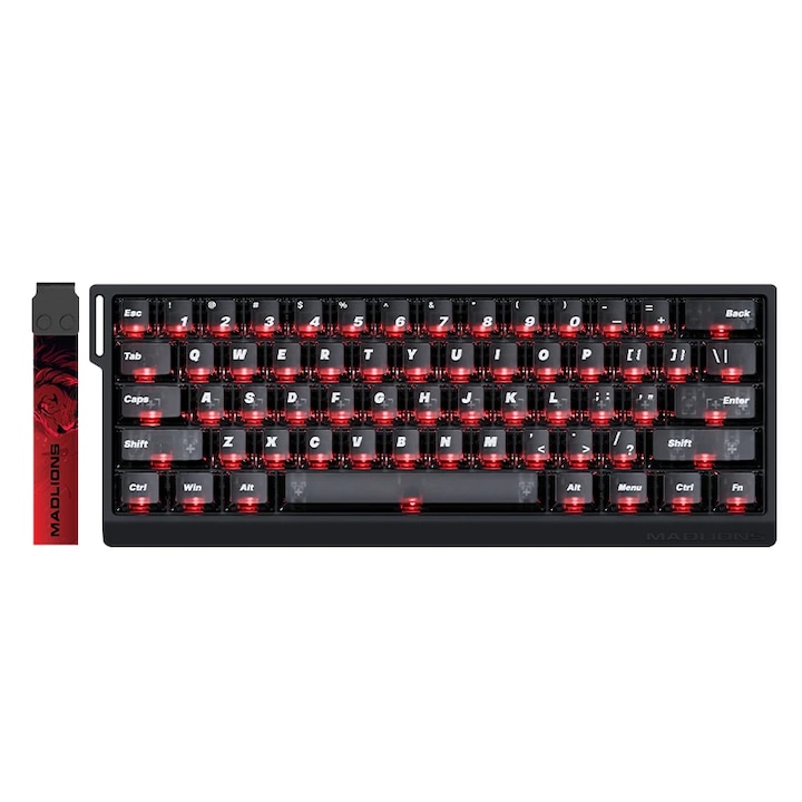 Клавиатура Madlions професионална геймърска механична клавиатура Professional Gaming Mechanical Keyboard MAD 60 HE Flagship V2 - 8K, Magnetic Amber Pro Switches - Black MAD-60-HE-V2-FS-MS-BK