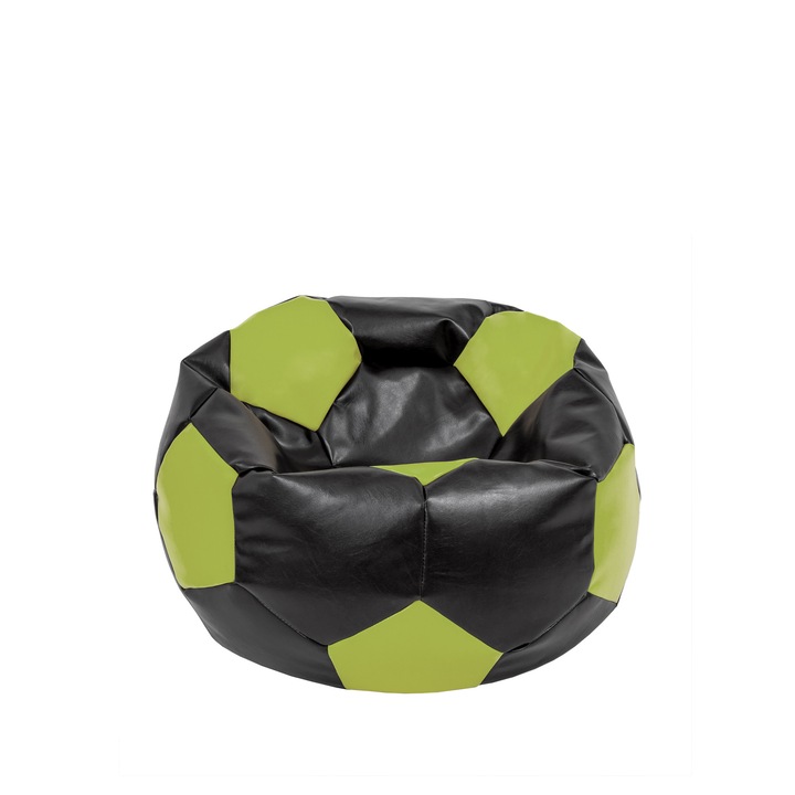 Fotoliu puf Baby Ball - imitatie piele - negru/verde
