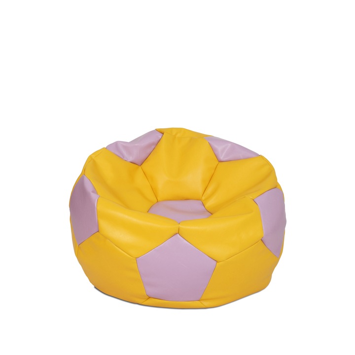 Fotoliu puf Baby Ball - imitatie piele - galben/mov