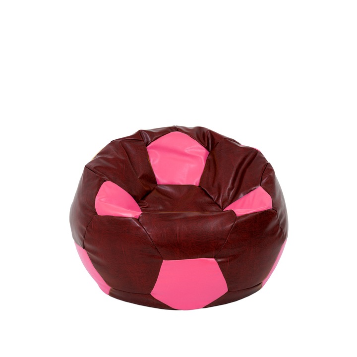 Fotoliu puf Baby Ball - imitatie piele - bordo/roz