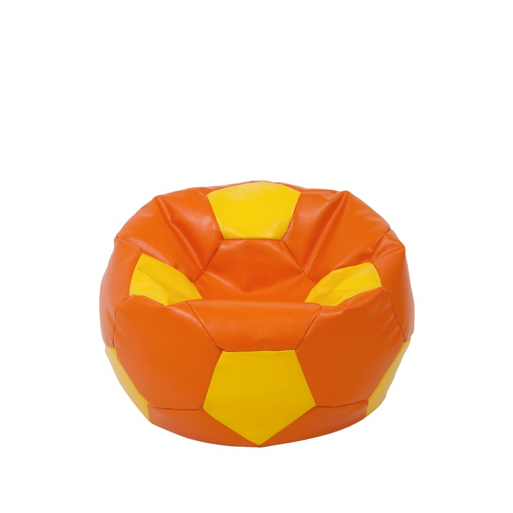 Fotoliu puf Baby Ball - imitatie piele - portocaliu/galben