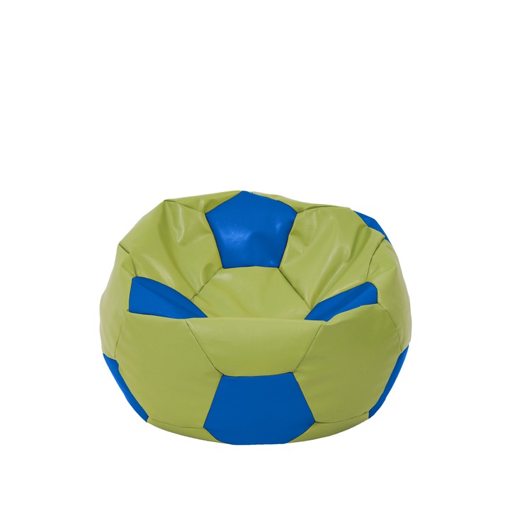 Fotoliu puf Baby Ball - imitatie piele - verde/albastru