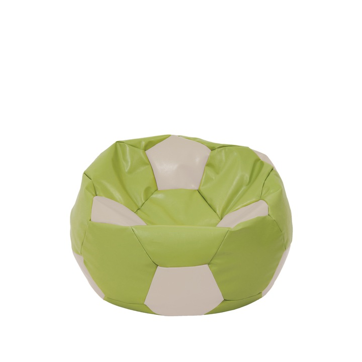 Fotoliu puf Baby Ball - imitatie piele - verde/crem