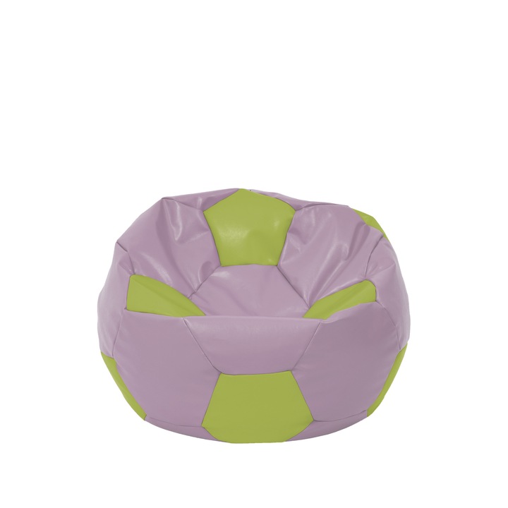 Fotoliu puf Baby Ball - imitatie piele - mov/verde