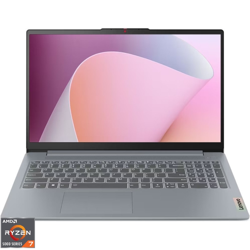 Laptop Lenovo IdeaPad Slim 3 15ABR8 cu procesor AMD Ryzen™ 7 5825U pana la 4.5GHz, 15.6" Full HD, 16GB DDR4, 2TB SSD, AMD Radeon™ Graphics, No OS, Arctic Grey