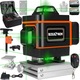 Nivelă laser 4D cu 16 linii – verde 360° autonivelantă, IP54, 2 baterii, suport de perete, rezistentă la apă/praf
