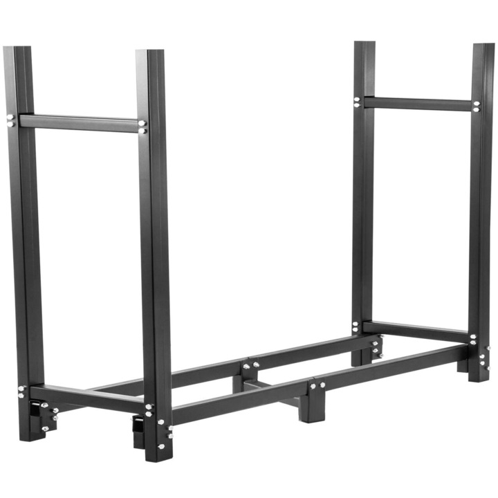 Suport de lemne pentru seminee/sobe, Vivatechnix 244.5x36.2x122 cm, Otel, Negru, Husa impermeabila