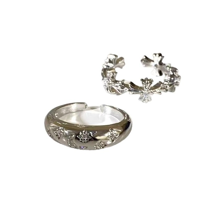 Set 2 inele vintage dama, argintiu