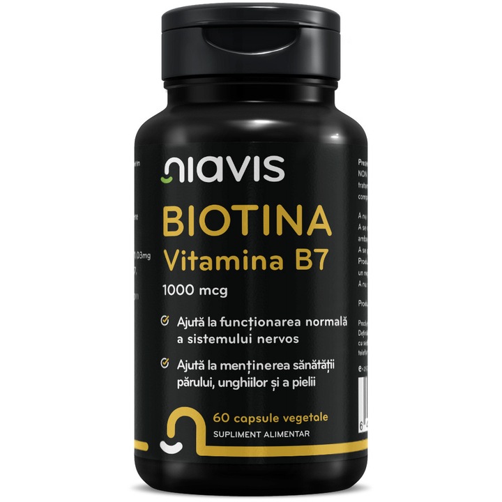 Biotina - Vitamina B7 1000mcg, Niavis, 60 capsule