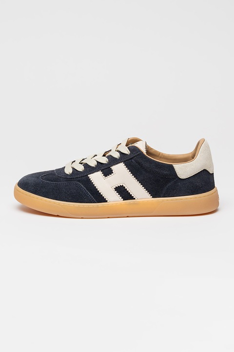 Hogan, Pantofi sport low-cut din piele intoarsa Cool, Alb/Bleumarin
