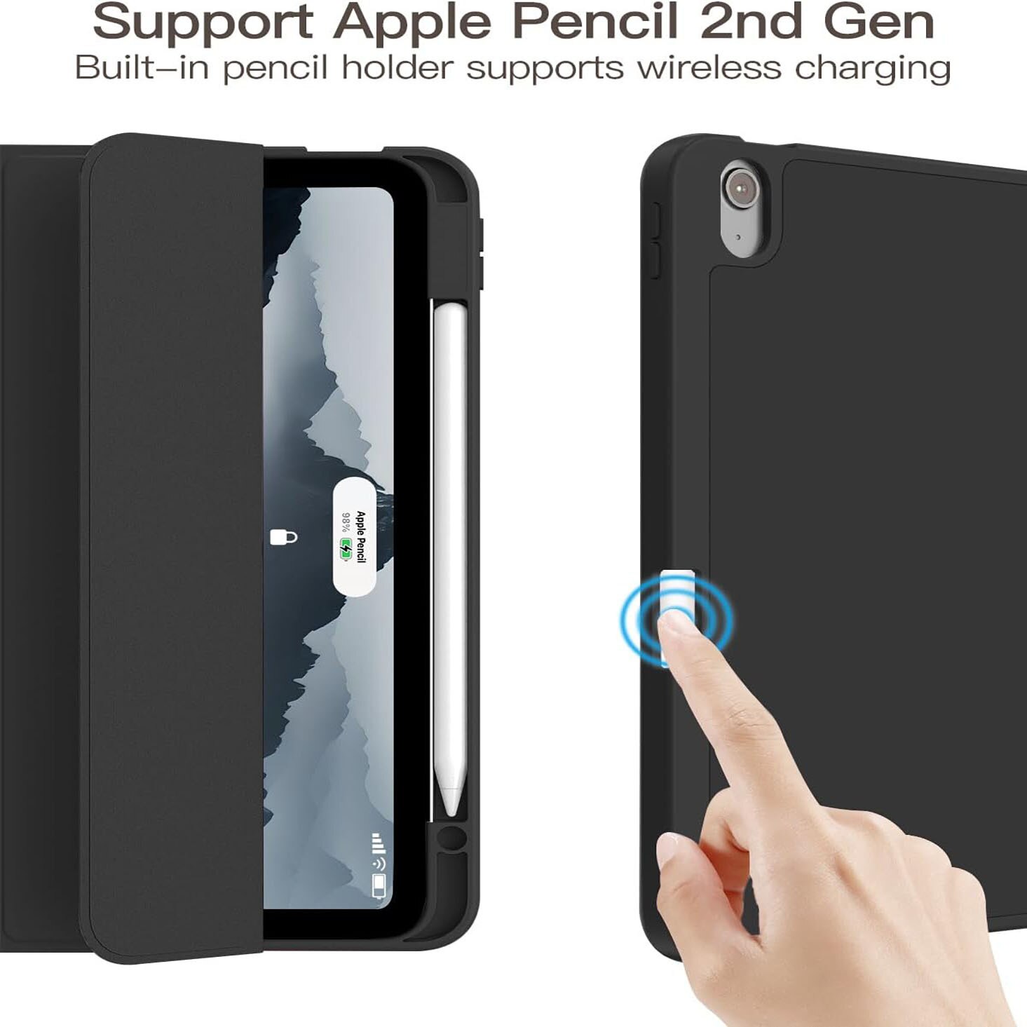 Husa inteligenta ultra-subtire pentru iPad Air 13 inch (M3 2025/M2 2024), TPU, suport pentru stylus, activare/repaus automata, VIENOD®, Negru
