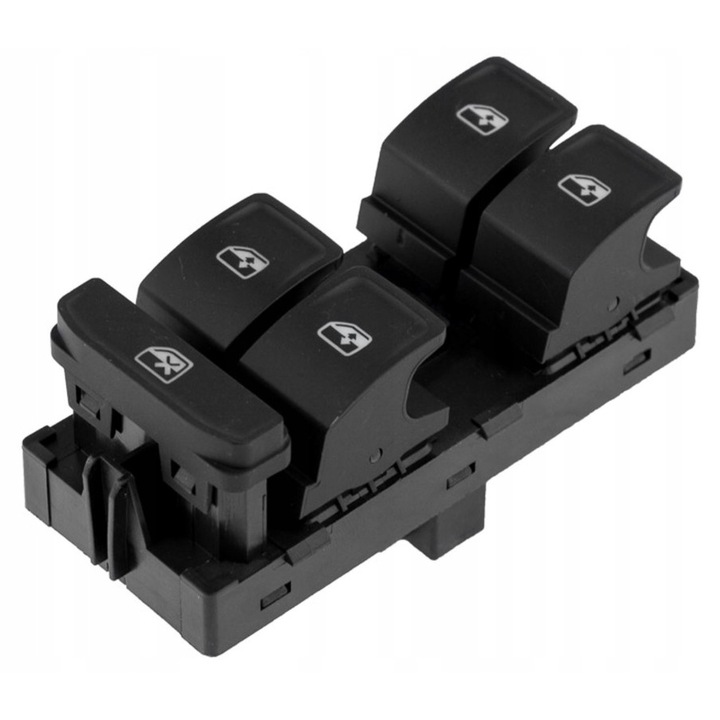 Comutator geamuri electrice, BD International, Skoda Octavia 3, negru, cu iluminare verde, 8 pini