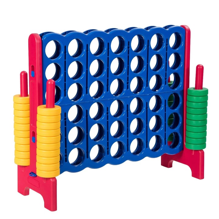 Образователна игра комплект 4 поред Northix, 42 гигантски пръстена, червено/синьо/жълто/зелено, 120x42см