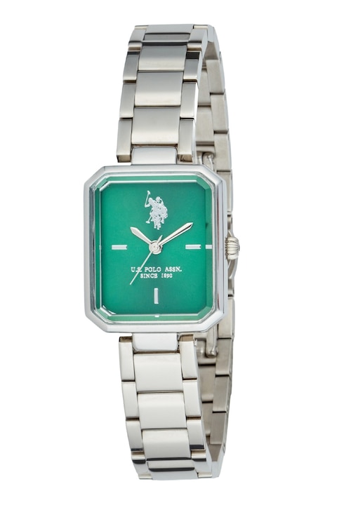 U.S. Polo Assn., Ceas patrat din otel inoxidabil, Argintiu