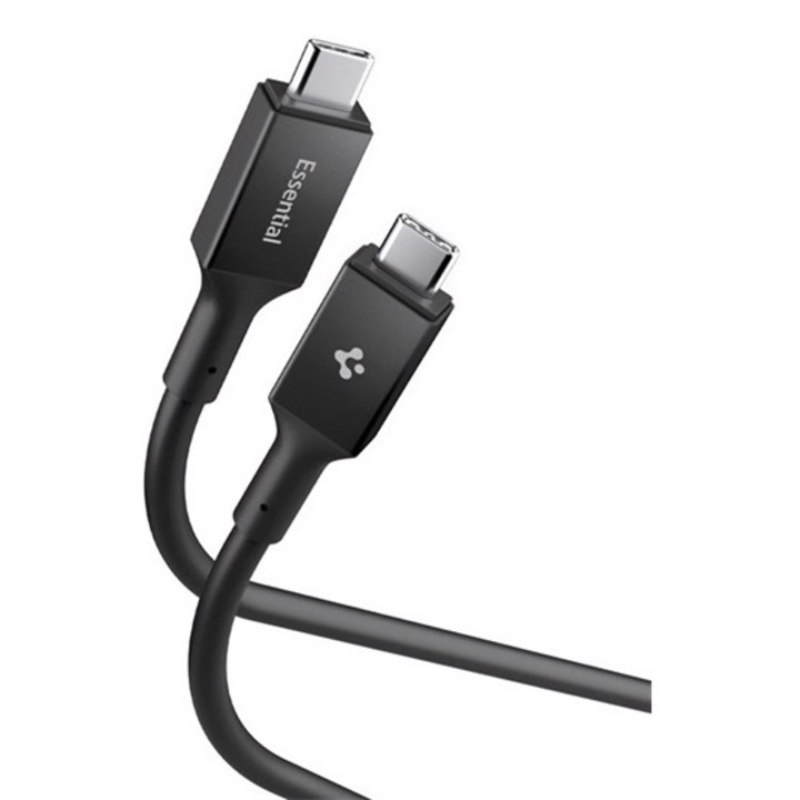 Spigen essential eb24012cc adatkábel, type-c - type-c, 240w, pd gyorstöltő, 120cm, fekete