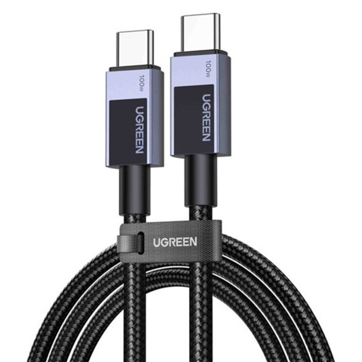 Ugreen l512 adatkábel, type-c - type-c, 100w, pd gyorstöltő, 100cm, sötétszürke