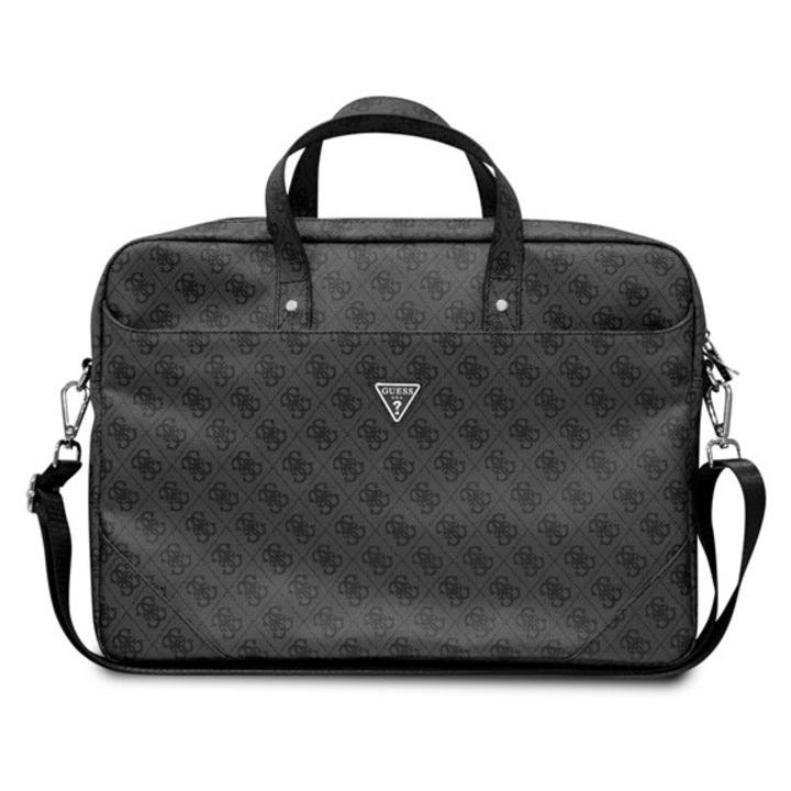 Guess 4g triangle laptop/notebook táska, univerzális, eco bőr hatású, vállpánt, 15-16" méret, fekete