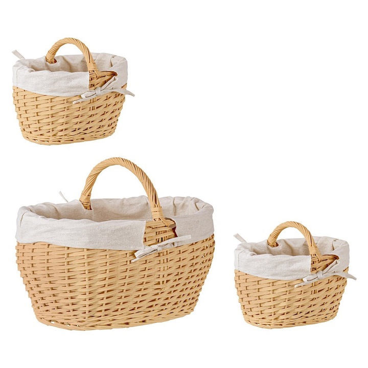 Комплект от 3 кошници за съхранение в бежов естествен цвят Алеша 26x20x15/21h (2), 46x32x24/33h