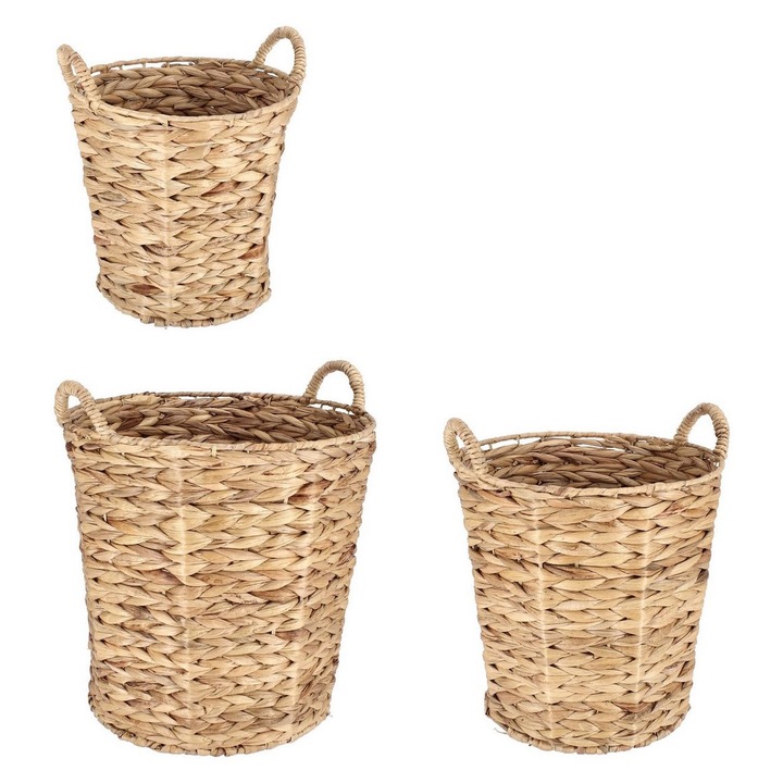 Комплект от 3 кошници за съхранение от естествена трева Kalaw Ø25x25h, Ø30x30h, Ø35x35h