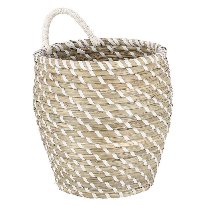 Комплект от 8 кошници за съхранение, големи, естествени, бели, нефрит, Ø20x22h