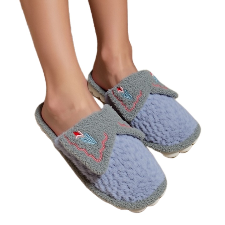 Papuci de casa pufosi F-11gri 121664, Gri, 40-41