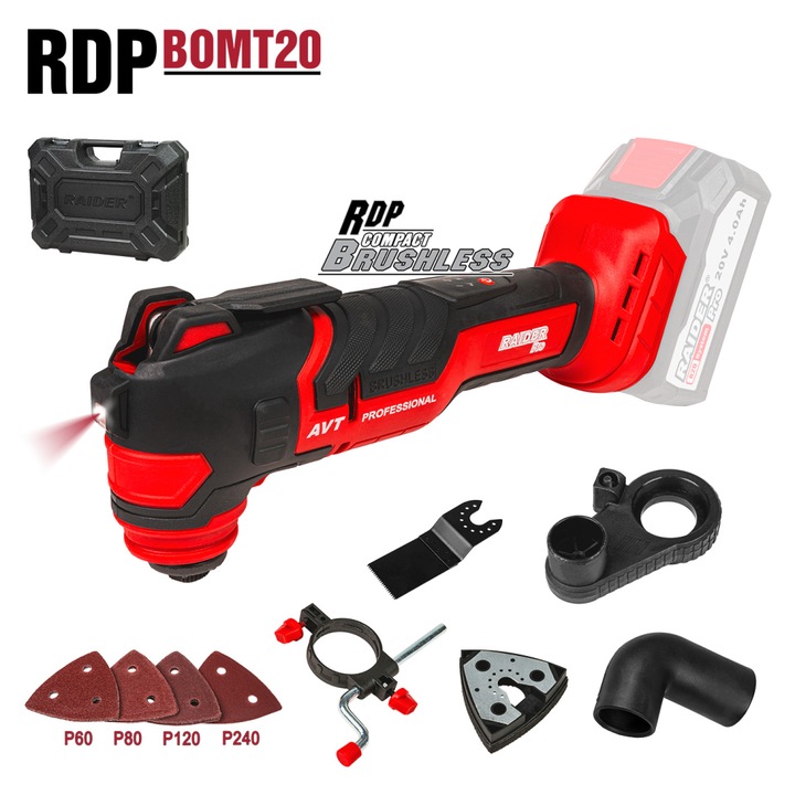 Акумулаторен многофункционален инструмент Raider RDP-BOMT20, R20, безчетков мотор, 3°, без батерия и зарядно