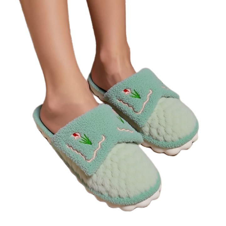 Papuci de casa pufosi F-11verde 121667, Verde, 40-41