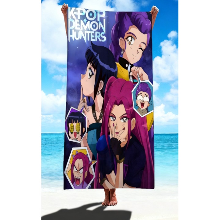 Prosoape plaja set K-POP Demon Hunter, microfibra, 70x150cm, multicolor