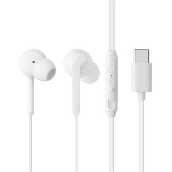 Designed for samsung fülhallgató sztereo, type-c, mikrofon, felvevő gomb, fehér