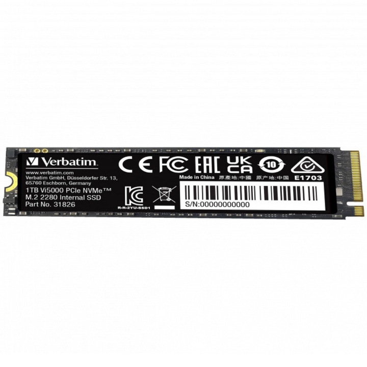 Solid-State Drive (SSD) VERBATIM Vi5000 PCIE4 NVME M.2 SSD 1TB