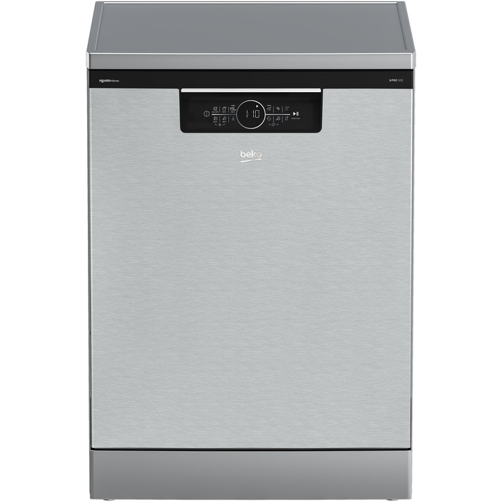 Masina de spalat vase independenta Beko BDFN36560XWP, 15 seturi, 11 programe, Clasa A, SelfDry, HomeWhiz prin WiFi, SteamGloss,60 cm, Inox