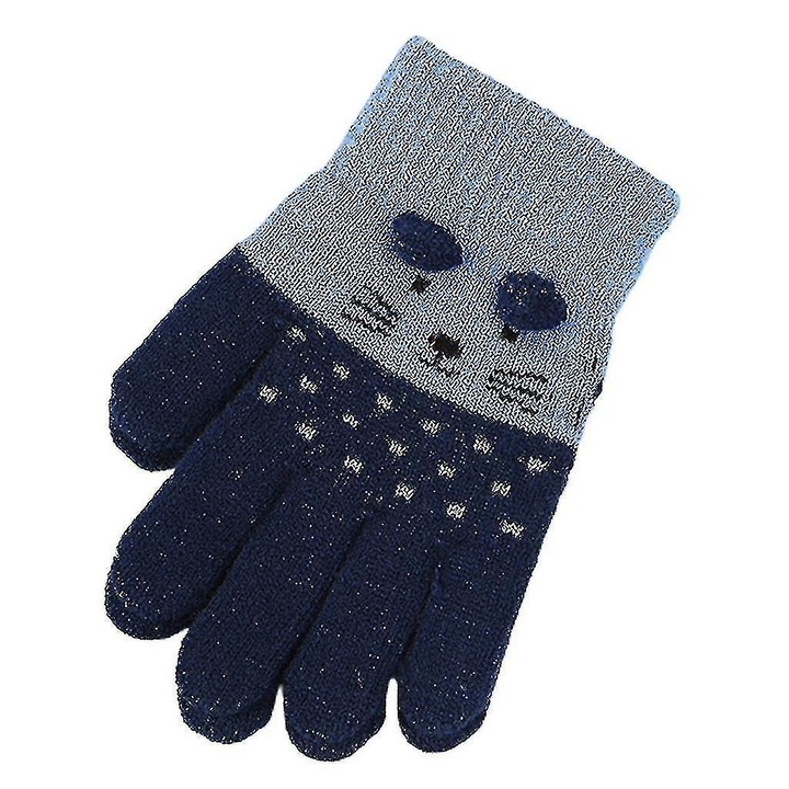 Manusi copii, model pisica, roz/negru/khaki/albastru deschis/roz deschis/albastru marin, dimensiune 14x6.5cm, set 1 pereche