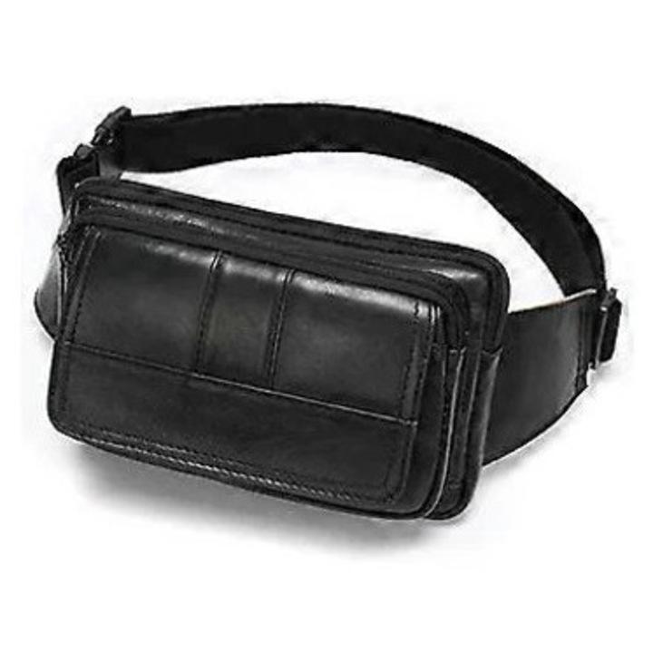 Női válltáska, bőr, utazáshoz, fekete