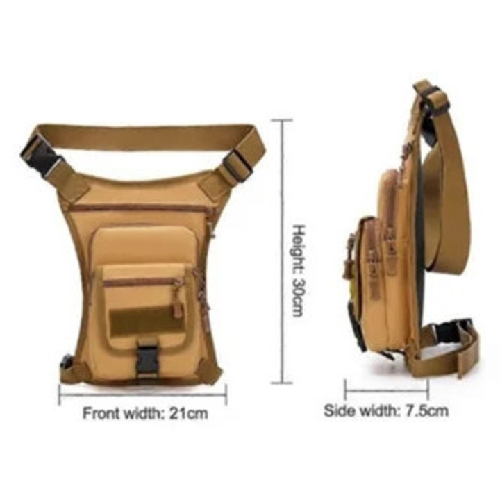 Férfi táska, állítható, többfunkciós, csatos, vászon