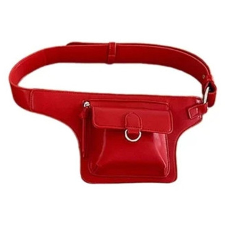 Állítható női válltáska, piros, vízálló cipzárral, mellkaspánttal