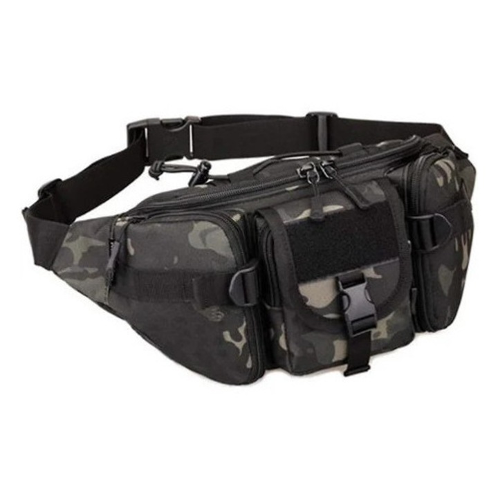 Férfi taktikai táska, multifunkcionális, nagy kapacitású, fekete