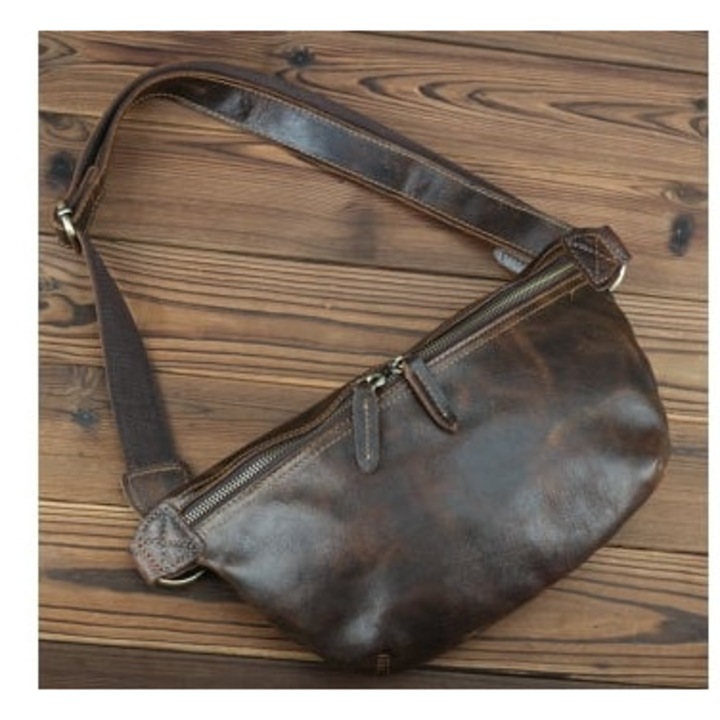 Férfi táska, sötétbarna, valódi bőr