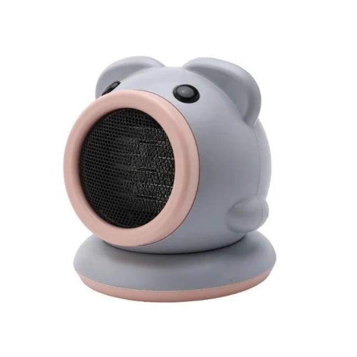 Hordozható hősugárzó, rajzfilm design, kerámia, szürke