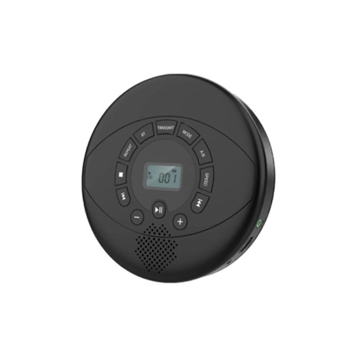 Player CD portabil, Bluetooth, cu difuzor integrat, reincarcabil, USB/AUX