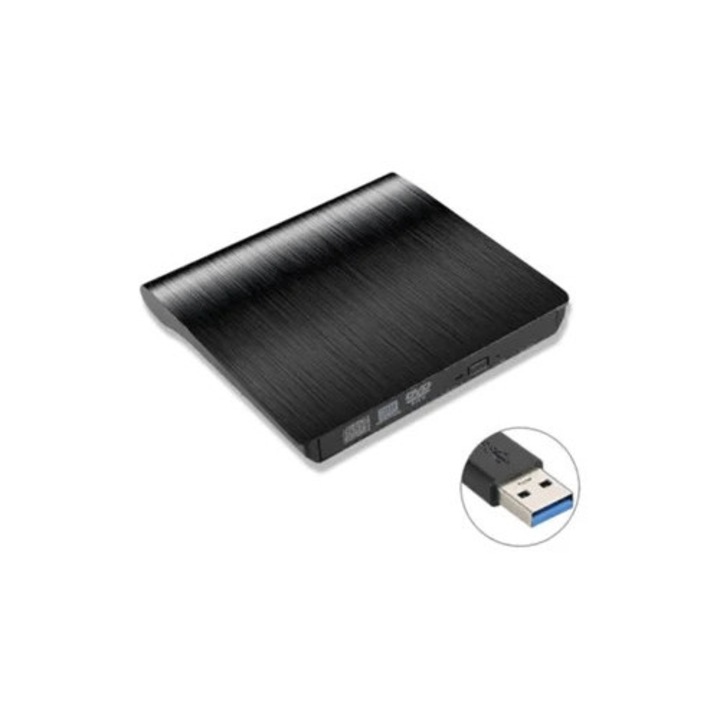 Unitate optica externa USB 3.0, cititor si scriitor CD/DVD, portabil, 10x15x2cm