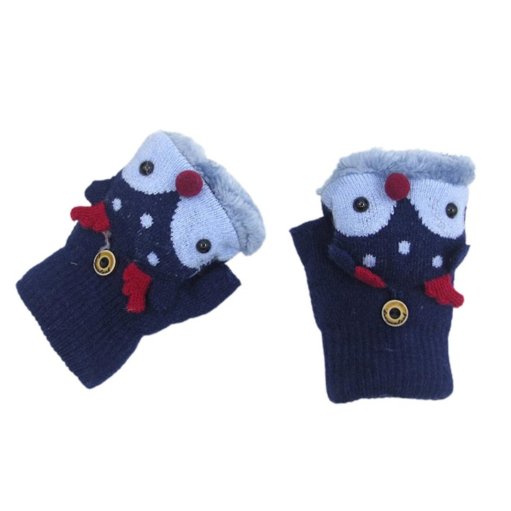 Manusi copii, design ren catel, calduroase, rosii, 11cm x 7.5cm, set