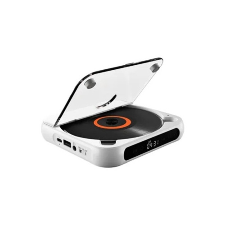 Player Discman portabil Slowmoose cu redare USB AUX, acumulator reincarcabil 1200mAh, pentru masina, acasa si birou