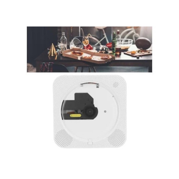Player CD portabil montabil pe perete, cu telecomanda, pentru educatie si birou, alb