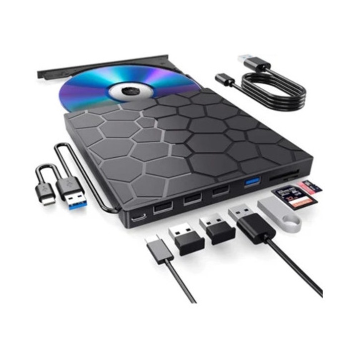 Unitate optica externa, 8-in-1, portabila, USB