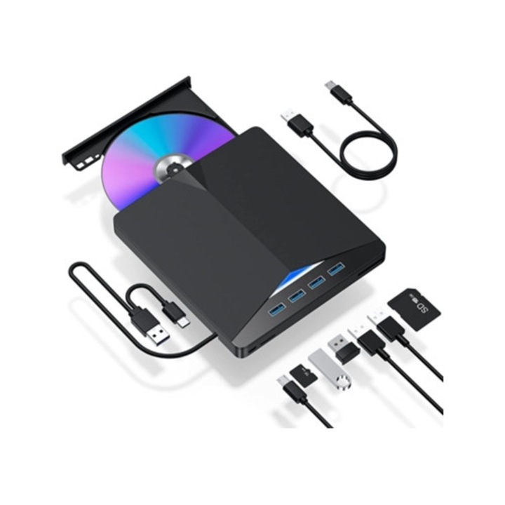Unitate optica externa, 7-in-1, USB 3.0, portabila