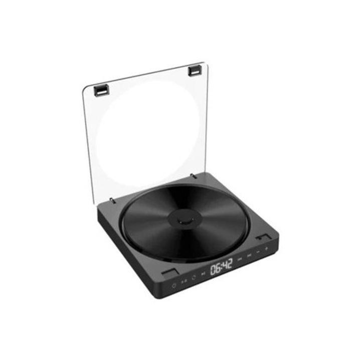 Player CD portabil Slowmoose, buton tactil, set cu casti duale, DVD si CD