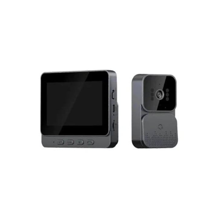 Sonerie electrica cu video, 1080p, ecran IPS de 4.3 inch, viziune nocturna, wireless, 2.4GHz