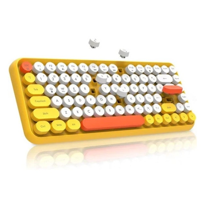 Vezeték nélküli mechanikus billentyűzet, ergonomikus kialakítás, Bluetooth 5.0 kapcsolat, kompakt méretek