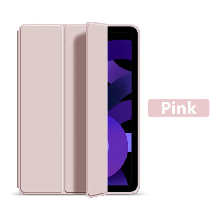 Husa tableta Tri-Fold cu suport magnetic pentru iPad 11, roz, 2025