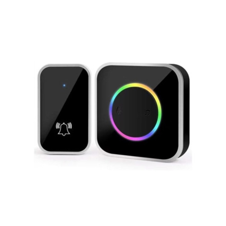 Sonerie electrica wireless, IP44, 400m, 60 melodii, 4 niveluri volum, neagra